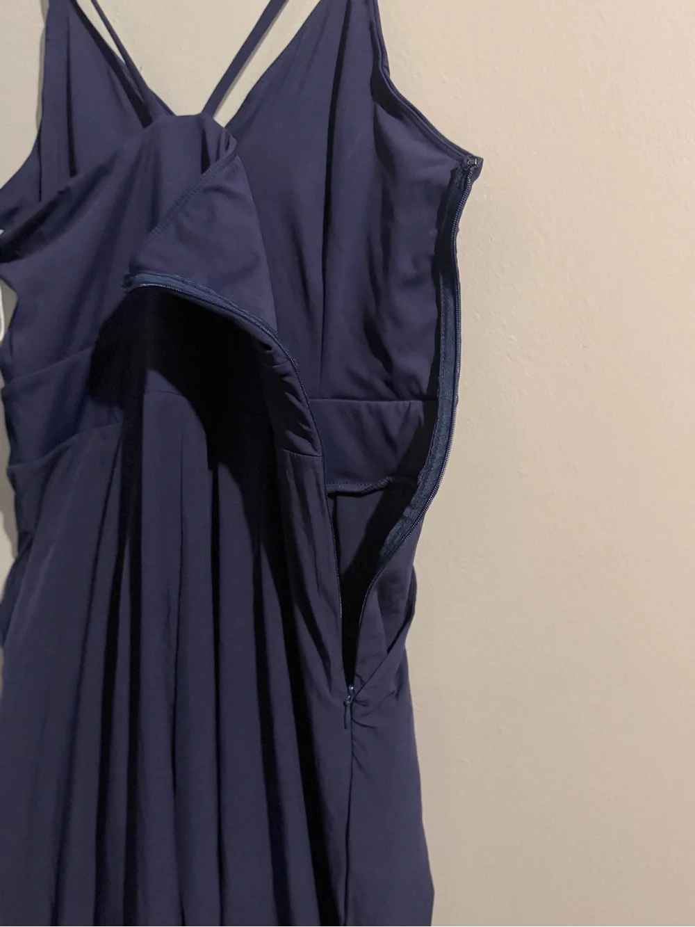 HALARA Navy V-Neck Wide-Leg Sleeveless Spaghetti Strap Jumpsuit NWT - Picture 9 of 16